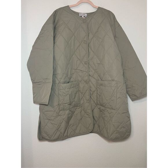 Michael Stars Sonnet Quilted Jacket Button Up Light Olive NEW - Picture 4 of 10
